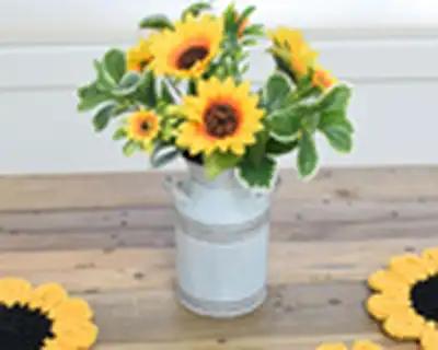 Sunflower Power Crochet Coasters Pattern step 3 - details and accessories