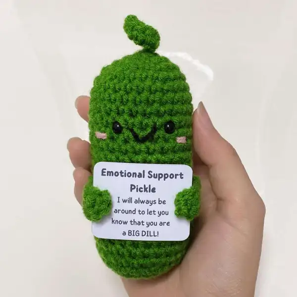 Crochet Emotional Support Pickle Amigurumi Pattern