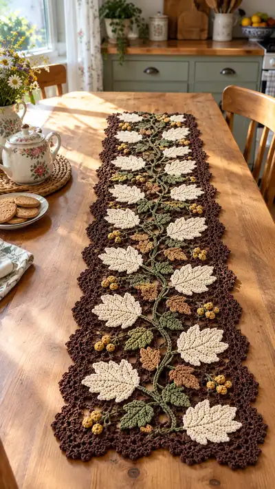 Autumn Leaves Table Runner Pattern step 1 - construction progress