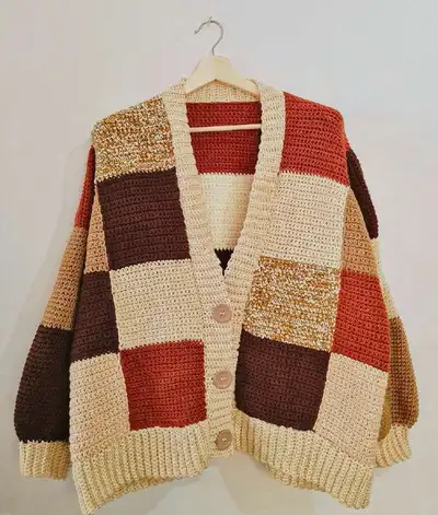 Patchwork Cardigan Pattern step 1 - construction progress