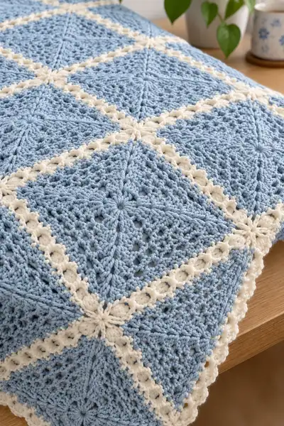 Dusty Blue Lace Bedspread Pattern step 3 - details and accessories