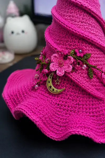 Big Pinky Witch Hat Pattern step 2 - assembly progress