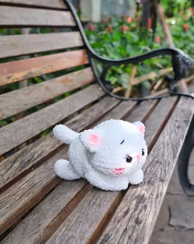 My little Cat Amigurumi Pattern step 1 - construction progress