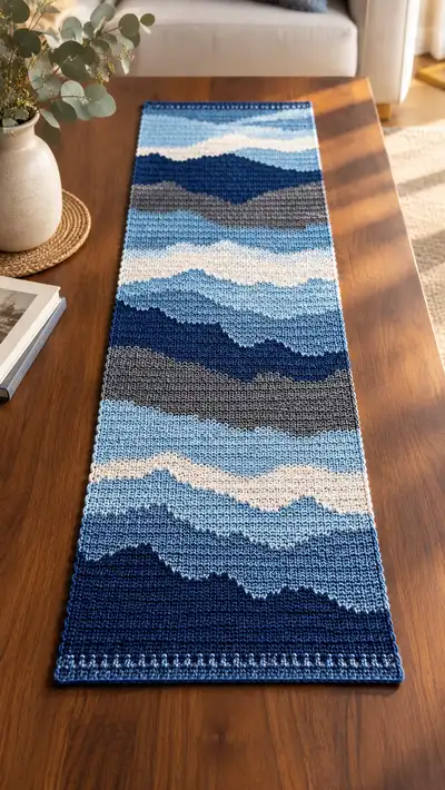 Blue Mountain Table Runner Pattern step 1 - construction progress