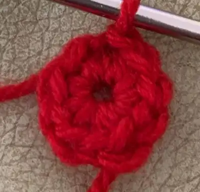 British Legion Poppy Appeal Poppies Pattern step 2 - assembly progress