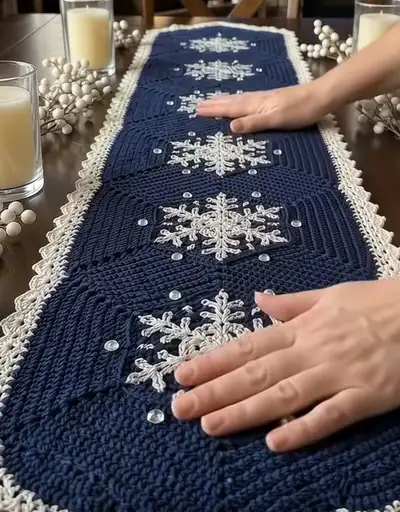 Snowflake Table Runner Pattern step 1 - construction progress