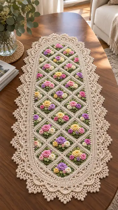 Vintage Floral Table Runner Pattern step 1 - construction progress