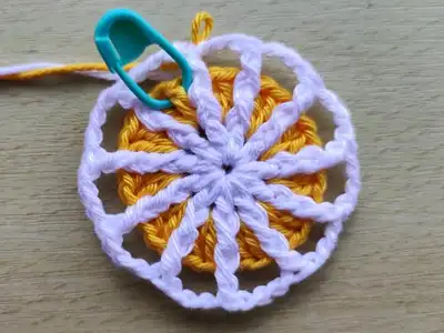 Citrus Slice Coasters Pattern step 4 - final assembly and finishing