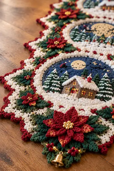 Festive Circle Table Runner Pattern step 2 - assembly progress