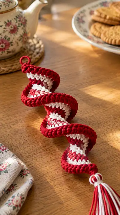 Spiral Holiday Ornament Pattern step 2 - assembly progress