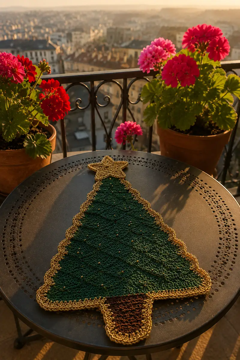 Free crochet pattern: Christmas Tree and Golden Star Table Runner Pattern - Intermediate level tutorial