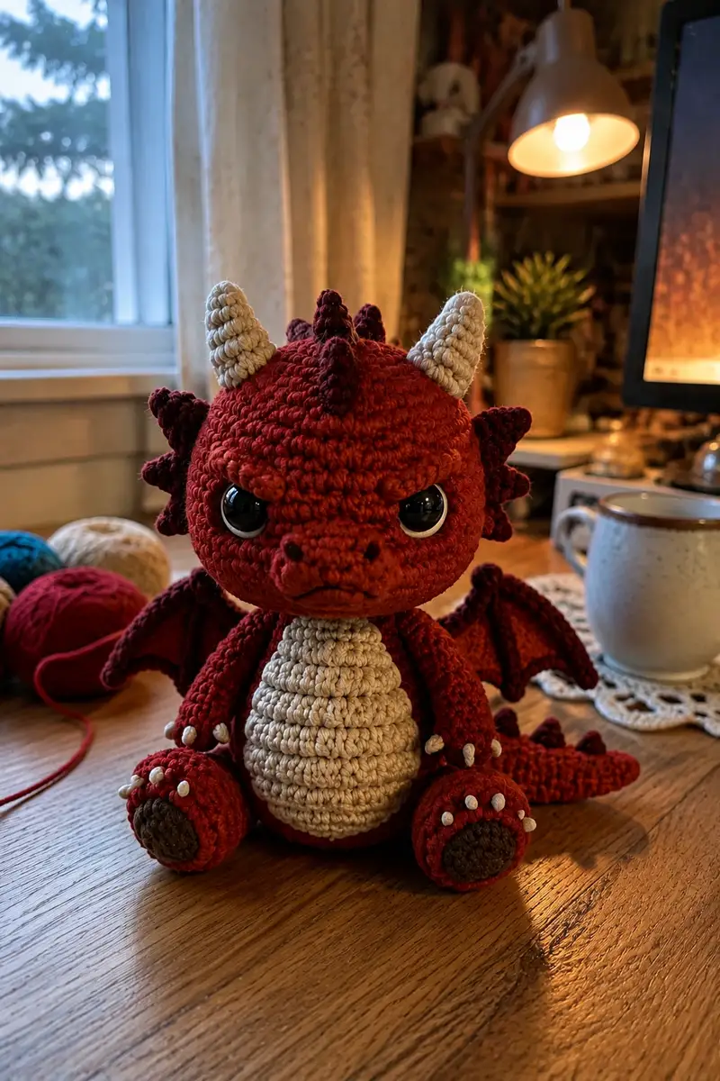 Free crochet pattern: Cute Small Angry Devil Dragon Amigurumi Pattern - Intermediate level tutorial