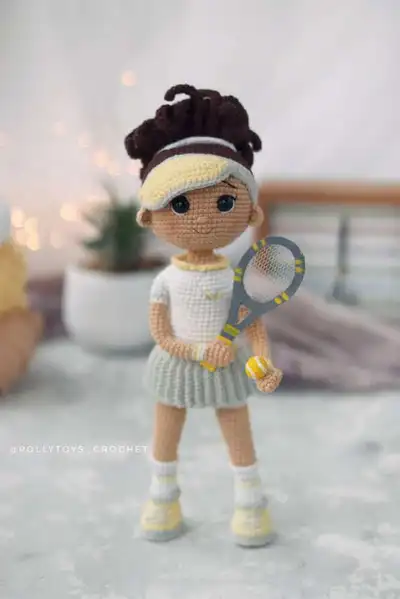 Penny, The Tennis Player Amigurumi Pattern step 1 - construction progress